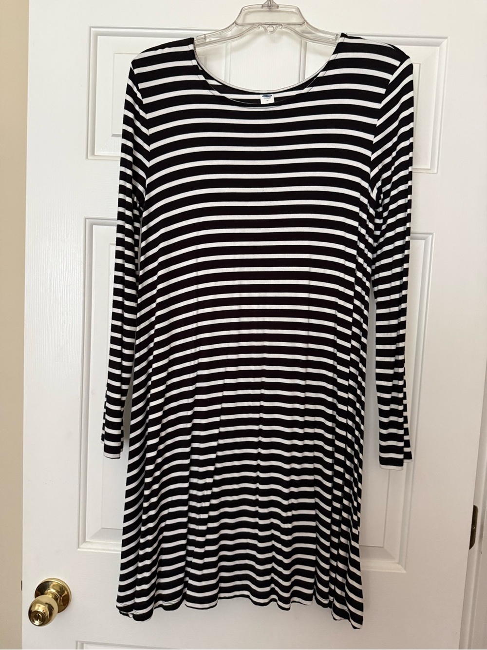 Black & White Striped Long Sleeve Swing Dress